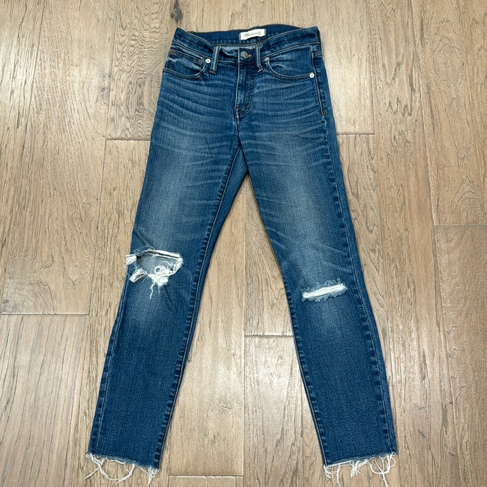 Madewell 9" High Riser Skinny Crop Jeans Women's 24 Blue Distressed Denim